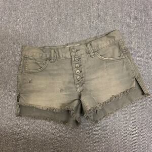 FREE PEOPLE - Distressed Button Fly Cutoff Shorts
